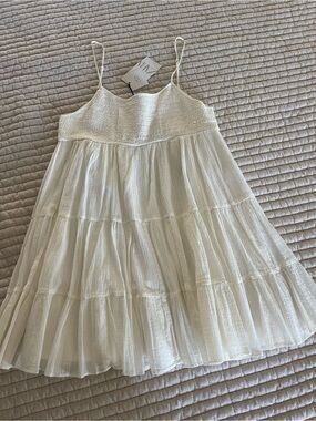 Zara White Tiered Spaghetti-Strap Sundress